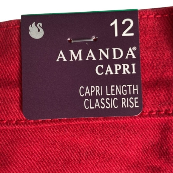 NWT Gloria Vanderbilt Amanda Capri Stretch Red Denim Jeans - Picture 3 of 11